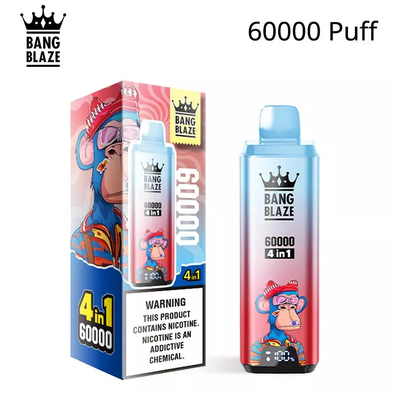 Bang Blaze 60k Puffs 4 in 1 Vape 60000 Puff -650mAh Battery, 54ml E-liquid, Multiple Nicotine 12 Flavors