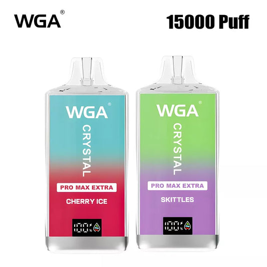 WGA Crystal Pro Max 15000 Puffs Vape Disposable E-cig 29 Flavors-500mAh Battery, 25ml E-liquid, Multiple Nicotine 29 Flavors