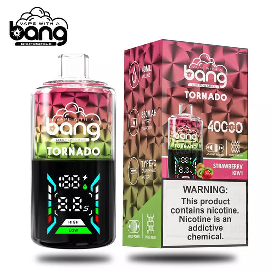 Bang Vape Tornado 40000 Puffs Triple Coils Digital Disposable E-850mAh Battery, 40ml E-liquid, Multiple Nicotine 12 Flavors
