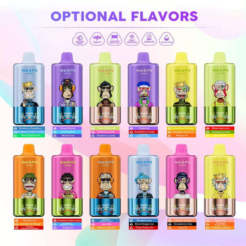 Waspe 60000 Puffs Triple Flavors 3 in 1 Disposable Vape 60k Puff