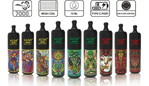 R&M MASTER 7000 Puffs  0% 2% 5% Nicotine Rechargeable Disposable vape