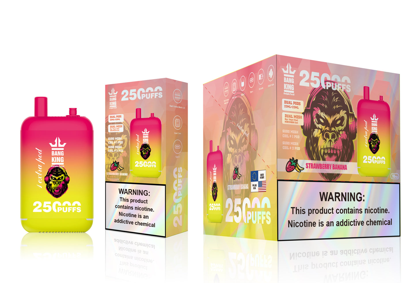 Bang 25000 Puffs Dual Mesh Coil Pod Rechargeable E Cigarette Disposable Vapes Bang King 25k Puff