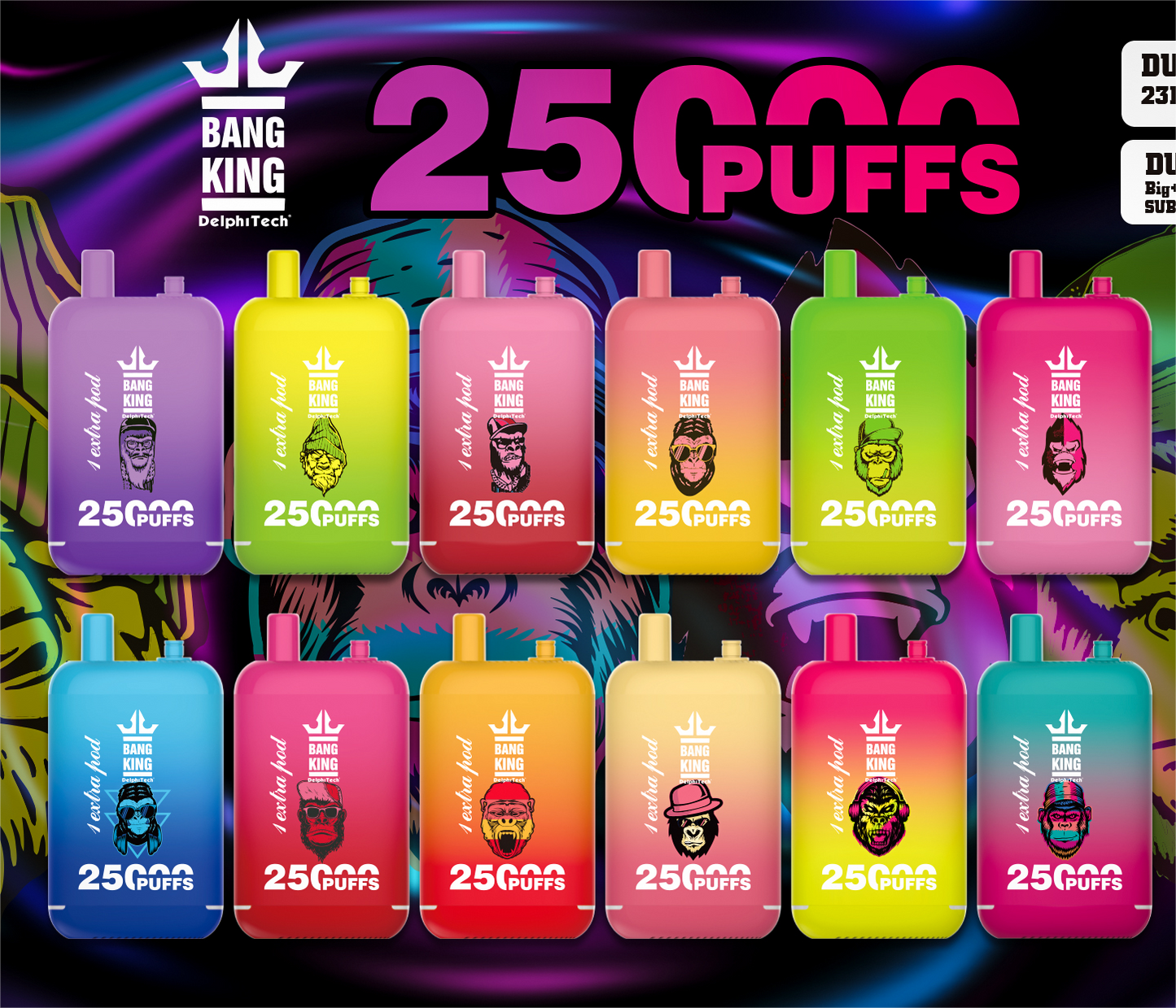 Bang 25000 Puffs Dual Mesh Coil Pod Rechargeable E Cigarette Disposable Vapes Bang King 25k Puff