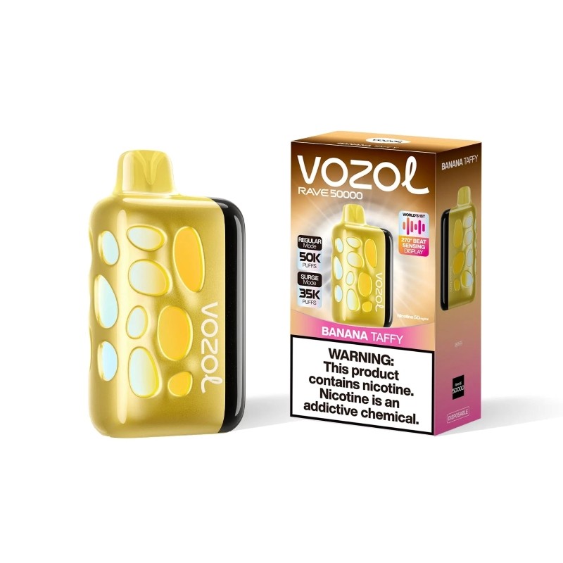 VOZOL Rave 50000 Puffs– Beat-Sensing Disposable Vape |5%Nicotine Strength 1000mAh Battery 15 Flavors