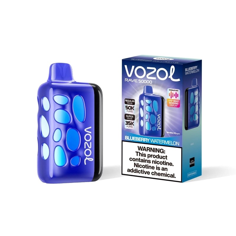 VOZOL Rave 50000 Puffs– Beat-Sensing Disposable Vape |5%Nicotine Strength 1000mAh Battery 15 Flavors