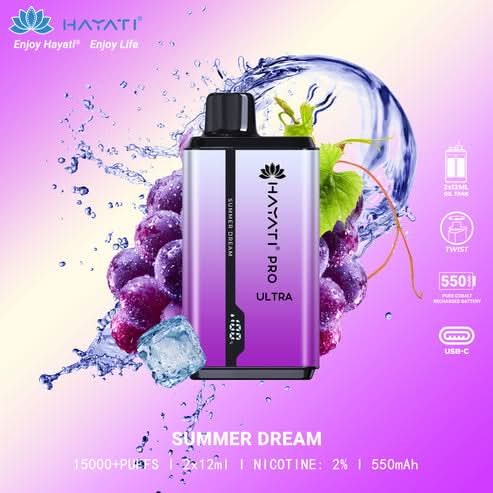 Hayati Pro Ultra 15000 Puffs Disposable Vape 2% Nicotine 850mAh Rechargeable Battery 45 Flavors
