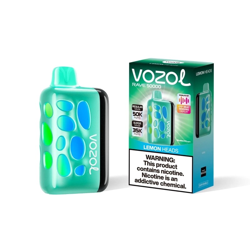 VOZOL Rave 50000 Puffs– Beat-Sensing Disposable Vape |5%Nicotine Strength 1000mAh Battery 15 Flavors
