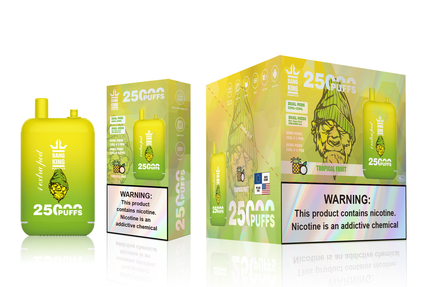Bang 25000 Puffs Dual Mesh Coil Pod Rechargeable E Cigarette Disposable Vapes Bang King 25k Puff