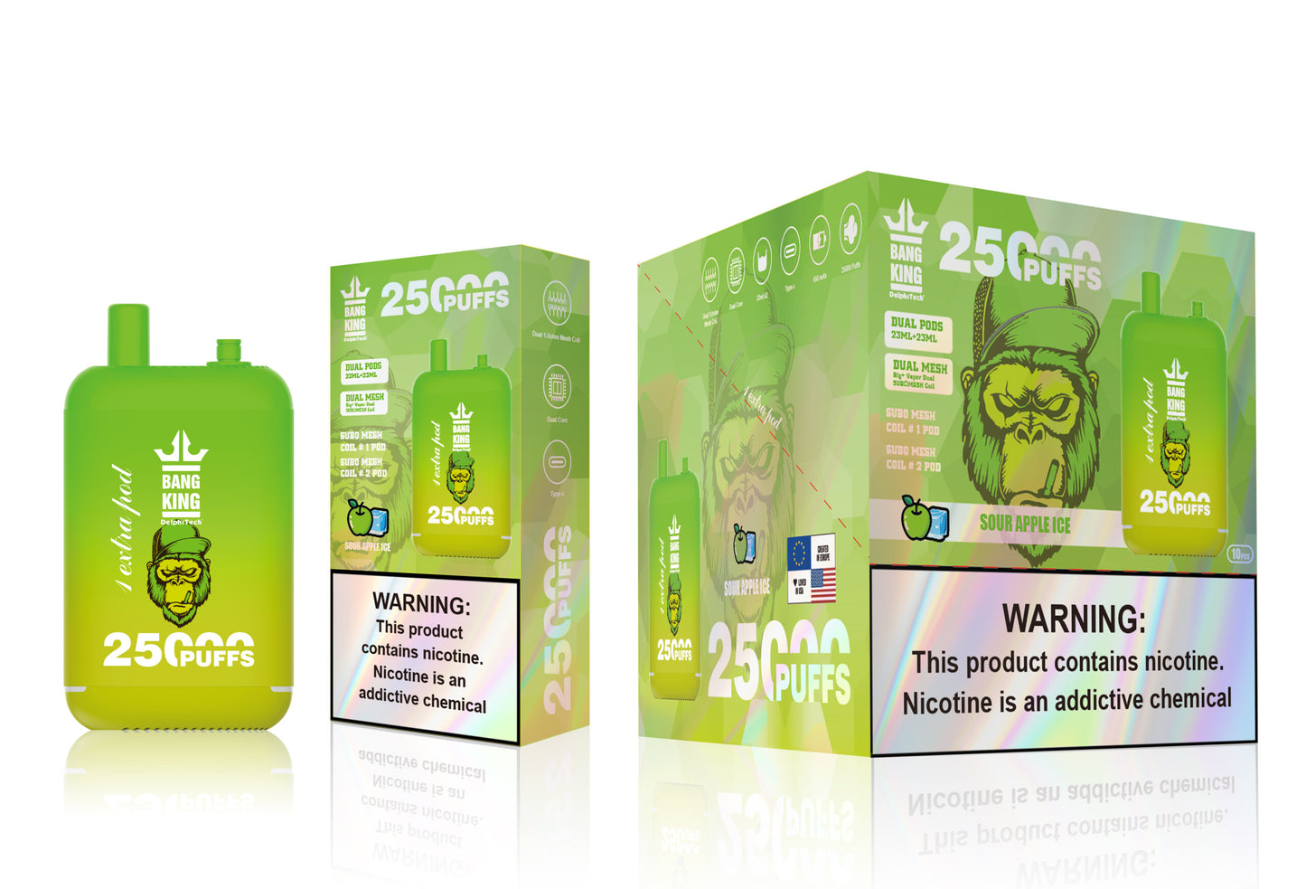 Bang 25000 Puffs Dual Mesh Coil Pod Rechargeable E Cigarette Disposable Vapes Bang King 25k Puff