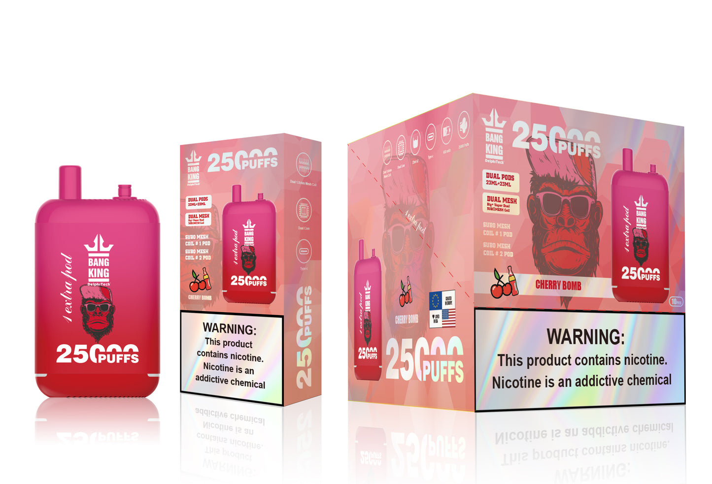Bang 25000 Puffs Dual Mesh Coil Pod Rechargeable E Cigarette Disposable Vapes Bang King 25k Puff