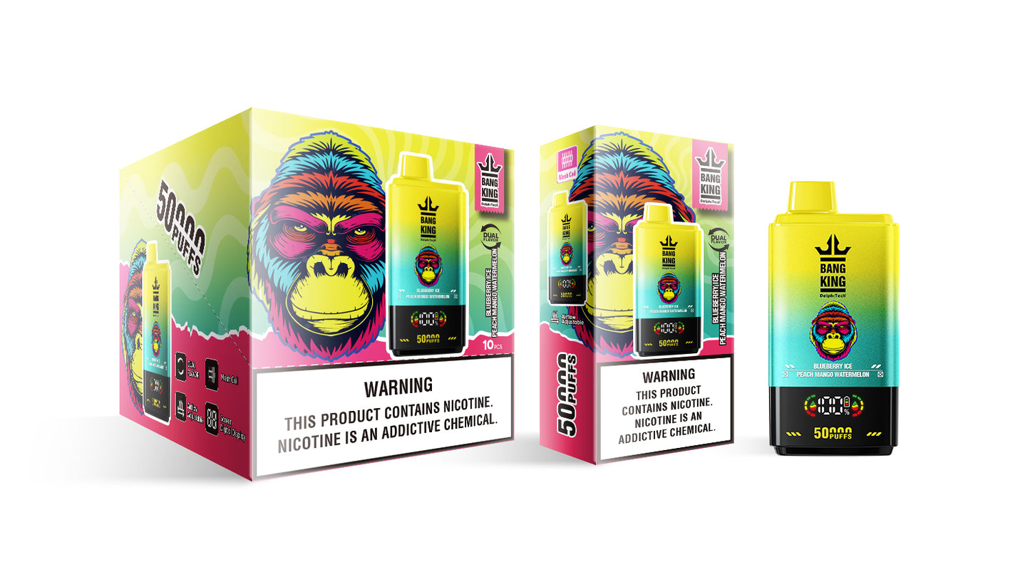 Bang King 50000 Puffs Disposable Vape(0% to 5% Nicotine) - 50ml E-Liquid, 850mAh Battery
