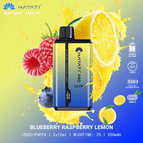 Hayati Pro Ultra 15000 Puffs Disposable Vape 2% Nicotine 850mAh Rechargeable Battery 45 Flavors