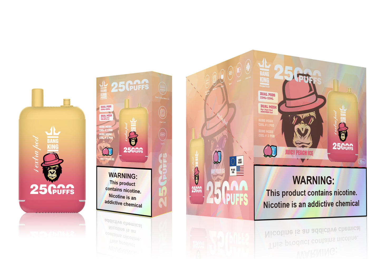 Bang 25000 Puffs Dual Mesh Coil Pod Rechargeable E Cigarette Disposable Vapes Bang King 25k Puff