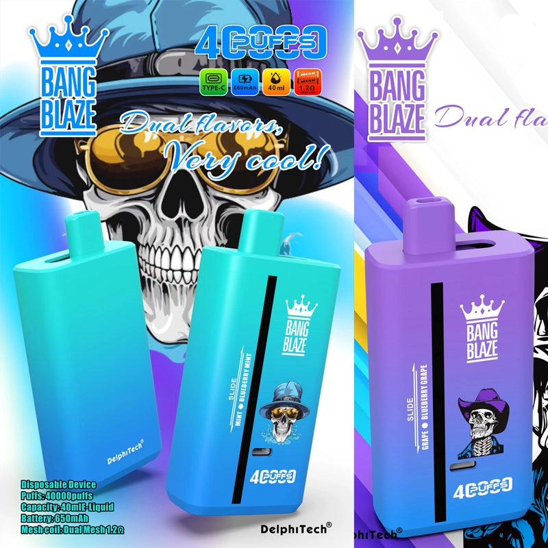Bang Blaze 40000 Dual Flavors Disposable Vape(0% to 5% Nicotine) - 40ml E-Liquid, 650mAh Battery 12 Flavors