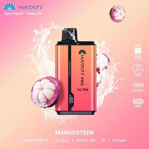 Hayati Pro Ultra 15000 Puffs Disposable Vape 2% Nicotine 850mAh Rechargeable Battery 45 Flavors