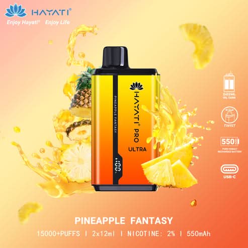 Hayati Pro Ultra 15000 Puffs Disposable Vape 2% Nicotine 850mAh Rechargeable Battery 45 Flavors