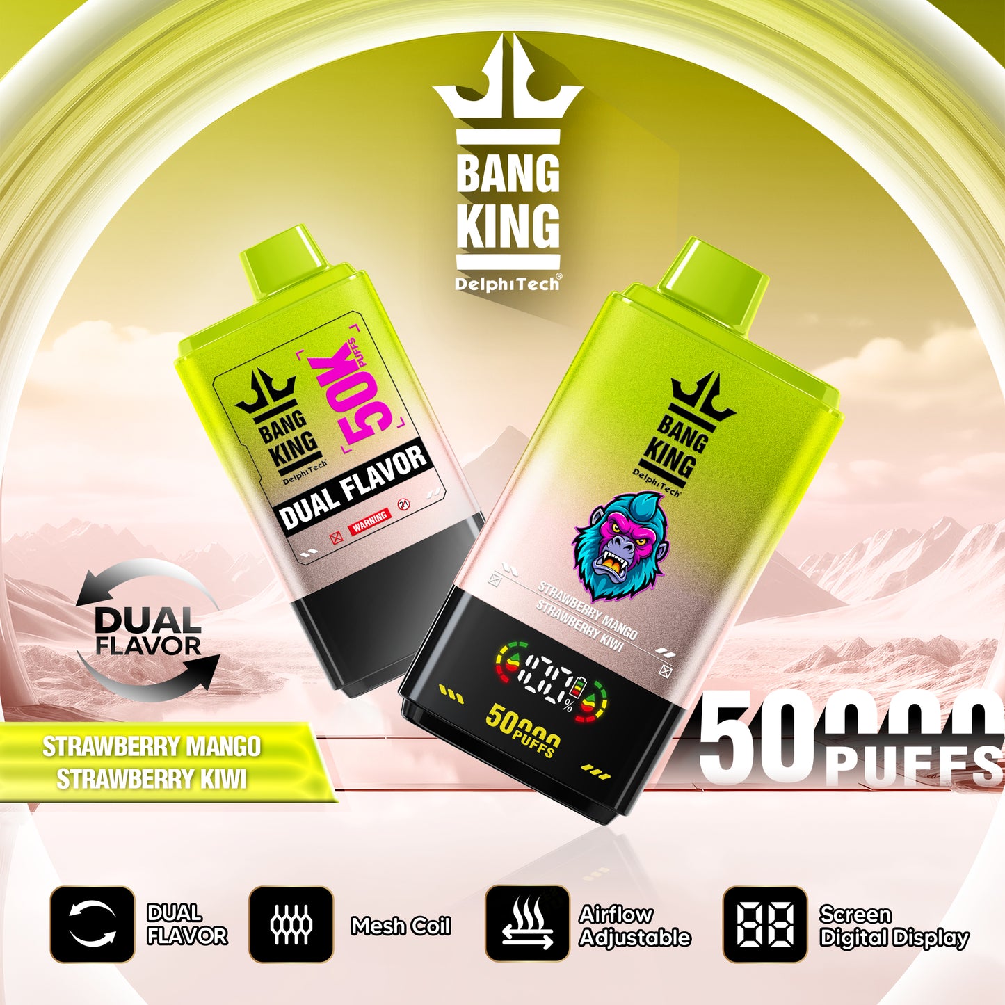 Bang King 50000 Puffs Disposable Vape(0% to 5% Nicotine) - 50ml E-Liquid, 850mAh Battery