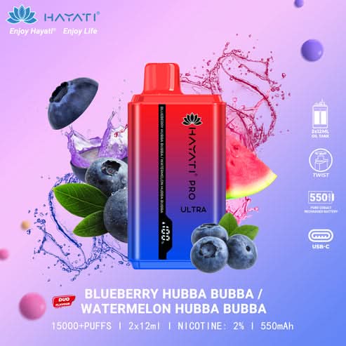 Hayati Pro Ultra 15000 Puffs Disposable Vape 2% Nicotine 850mAh Rechargeable Battery 45 Flavors
