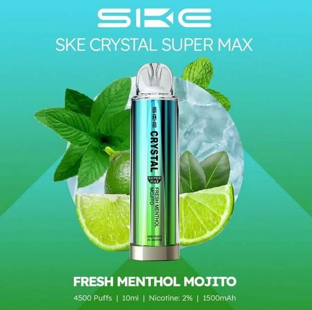 Crystal Supermax 4500 Disposable Bar Puffs BY SKE -Nic 20MG 2ML 1500 MAH