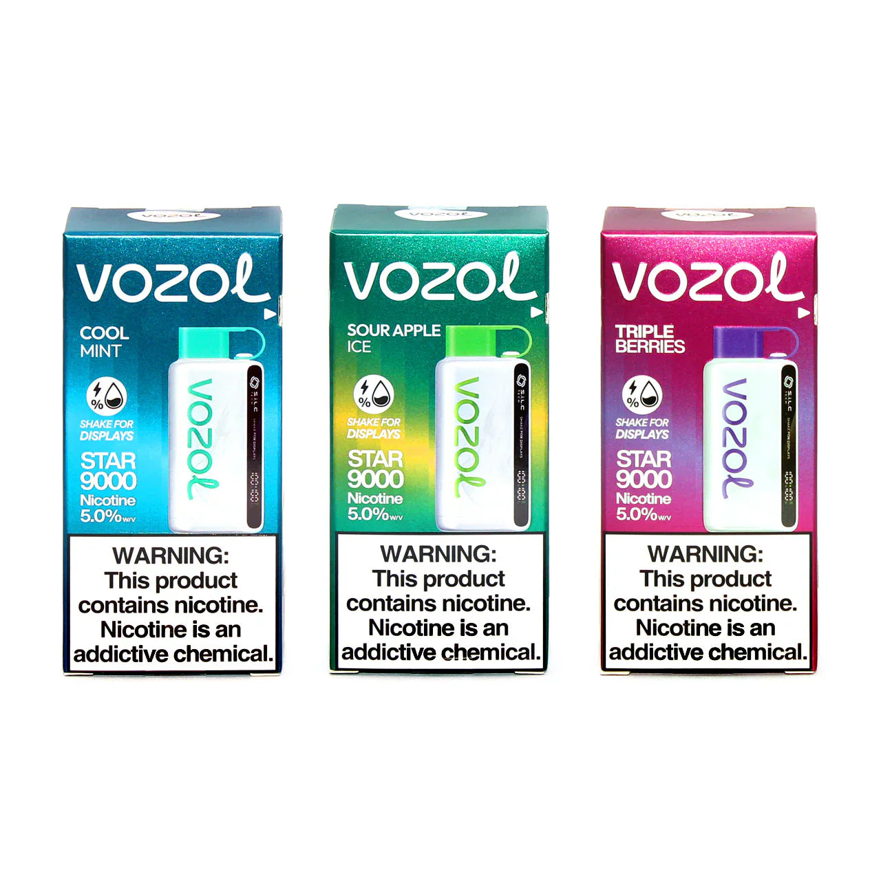 VOZOL STAR 9000 Puffs Disposable Vape (0% to 5% Nicotine)14ml 650mAh rechargeable battery Wholesale 29 Flavors