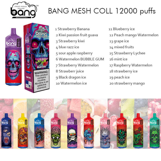 Bang disposable 12000 puff Disposable Vape 650 mAh 20 ML 20 Flavors