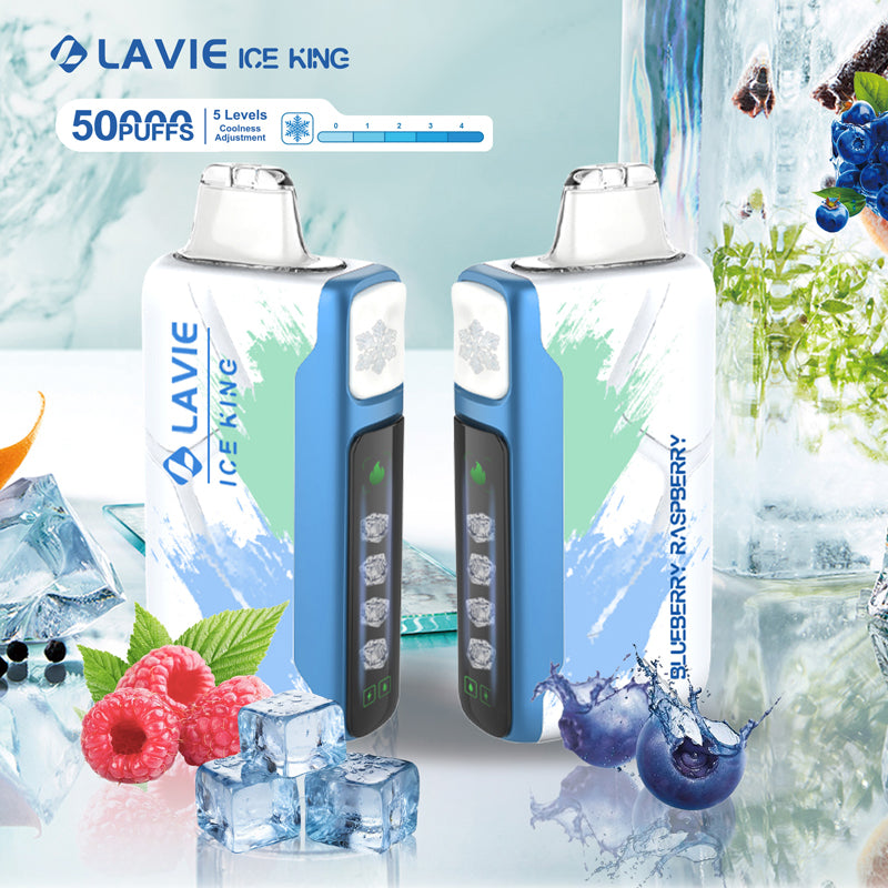 LAVIE ICE KING 50000 Puffs 5-Level Coolness and Power Adjustment Disposable Vape Wholesale-850mAh Battery, 24ml E-liquid, Multiple Nicotine 12 Flavors