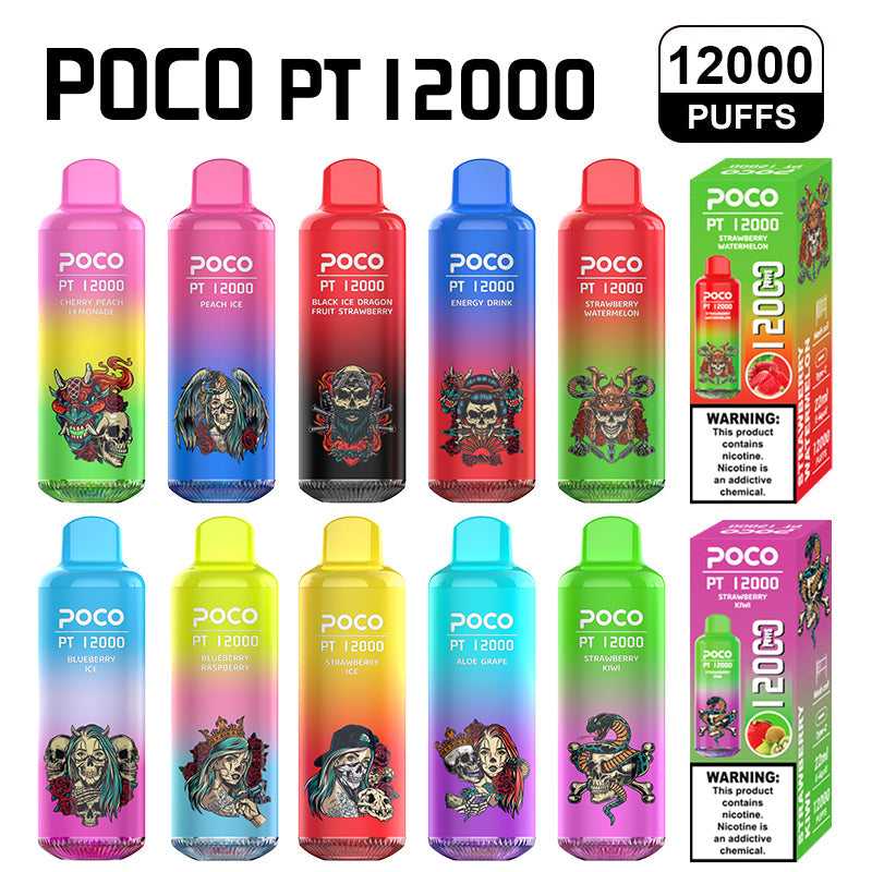 POCO EU Warehouse PT 12000 Puffs Disposable Vape Wholesale-650mAh Battery,22ml E-liquid, Multiple Nicotine 10 Flavors