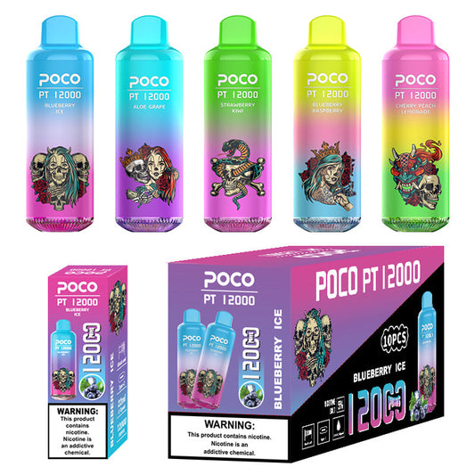 POCO EU Warehouse PT 12000 Puffs Disposable Vape Wholesale-650mAh Battery,22ml E-liquid, Multiple Nicotine 10 Flavors
