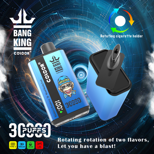 Bang King 30000 Puffs Disposable Vape 12 Flavors-850mAh Battery, 30ml E-liquid, Multiple Nicotine 12 Flavors