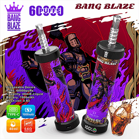 BANG BLAZE 60000 Puffs Disposable Vape Wholesale-1000mAh Battery,40ml E-liquid,Multiple Nicotine 10 Flavors