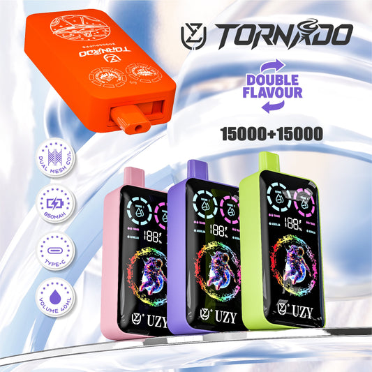 UZY Tornado 30000 30K Puffs :Dual Flavors Disposable Vape with Smart Screen