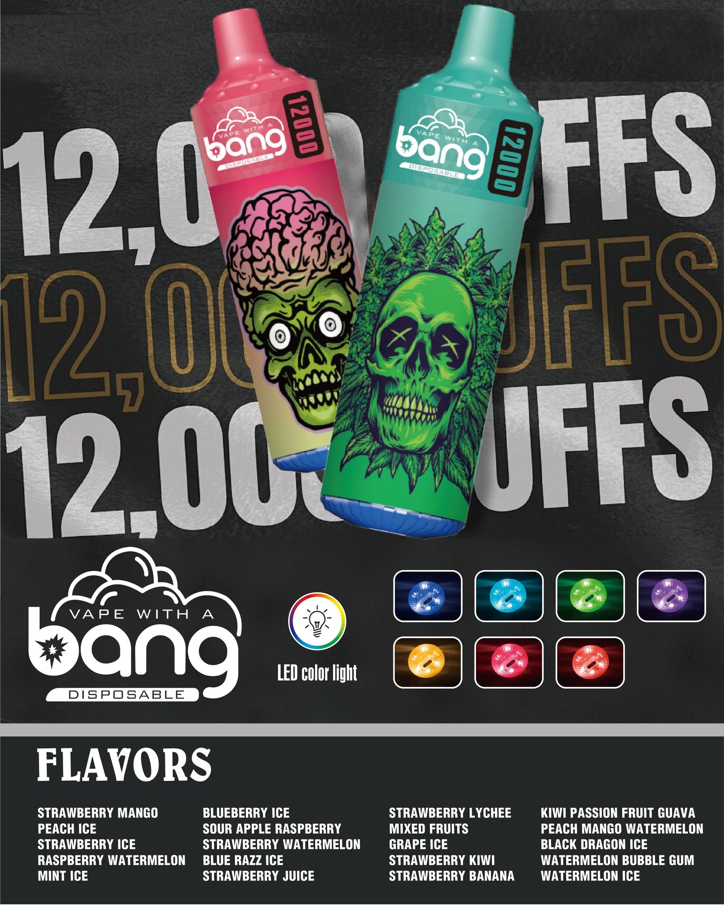 Bang King 12000 Puffs Disposable 650mAh 20ml Vape E Cigarettes Puff 12k Prefilled Pod
