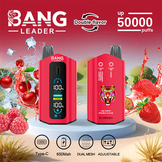 Bang Leader 50000 Puffs Disposable Vape (0%- 5% Nicotine) – Dual Pods, Unmatched Performance 650mAh battery 12 Flavors