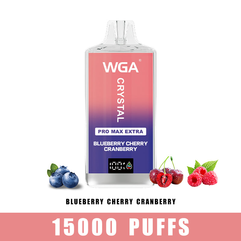wga vape Crystal BLUEBERRY CHERRY CRANBERRY Pro Max Extra 15000 Puffs Disposable Vape