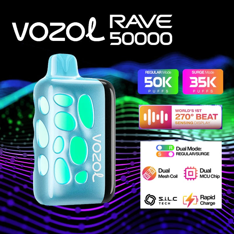 VOZOL RAVE 50000 Puffs Disposable Vape Wholesale-10000mAh Battery, 50ml E-liquid, Multiple Nicotine 15 Flavors