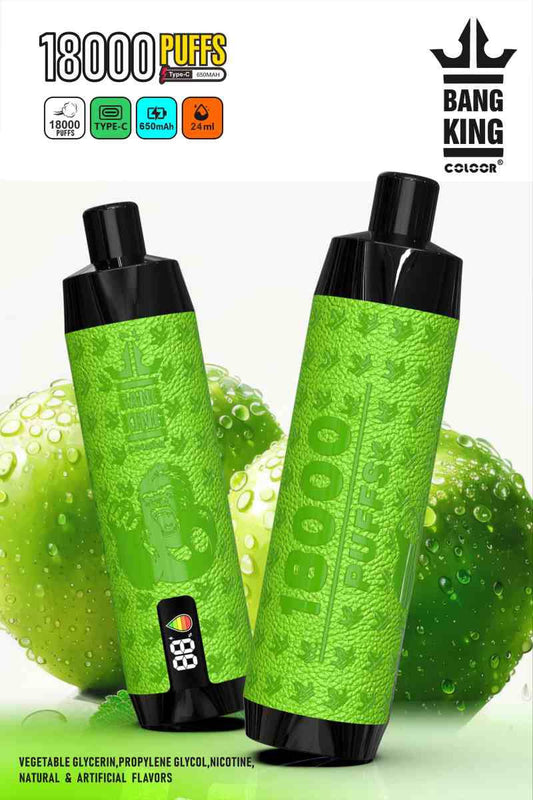 Bang King 18000 Puffs Disposable Vape Dtl Dual Mesh Shisha Puff 18k With Electronic Cigarette-650mAh Battery, 20ml E-liquid, Multiple Nicotine 12 Flavors