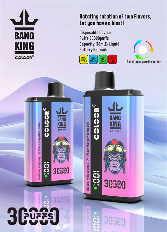 Bang King 30000 Puff Disposable E-Cigarette Vape Double Flavor Digital Display Bang 30k Puff Vape-550mAh Battery, 36ml E-liquid, Multiple Nicotine 12 Flavorsr