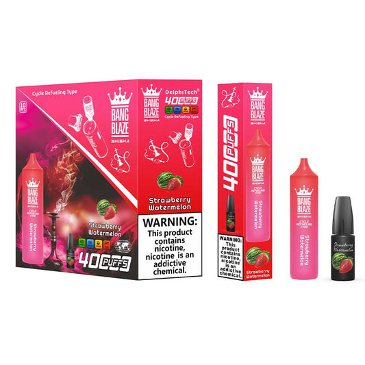 Bang Blaze 40000 Puffs Disposable Vape(0% to 5% Nicotine) - 40ml E-Liquid, 1000mAh Battery 12 Flavors