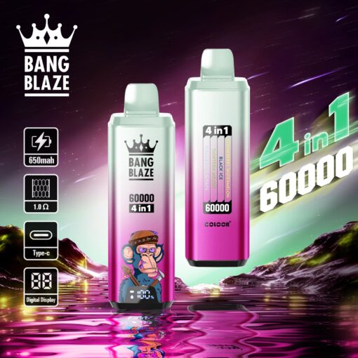 BANG BLAZE 4IN1 60000 Puffs Disposable Vape Wholesale(0% to 5% Nicotine) 56ML e-liquid 650mAh 12 Flavors