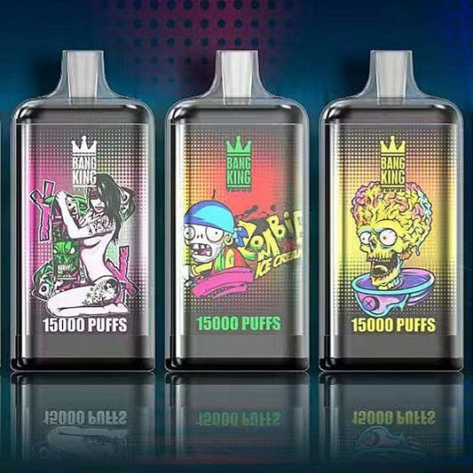 Bang King 15000 Puffs 0% 2% 3% 5% Nicotine Rechargeable Disposable Pod-650mAh Battery, 25ml E-liquid, Multiple Nicotine 20 Flavors