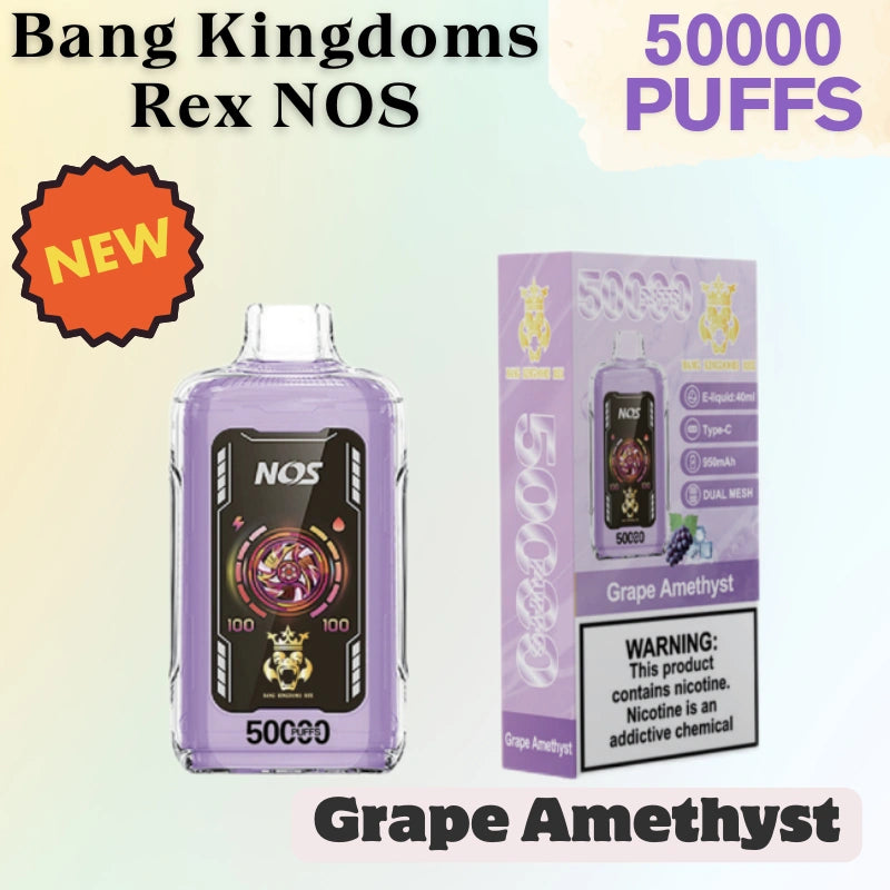 Bang Kingdoms Rex NOS 50k Crystal Vape Best Seller Discounted Price-950mAh battery, 40ml E-liquid, Multiple Nicotine 10 Flavors