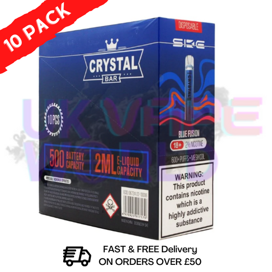 Blue Fusion - Crystal Bar Puffs 600 SKE Box Of 10 - £26.99