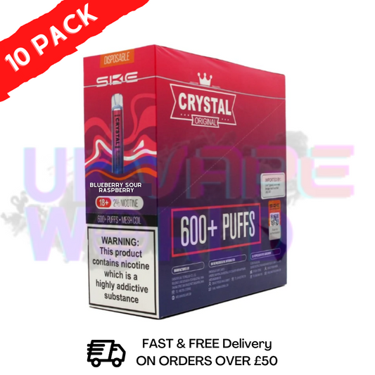 Blueberry Sour Raspberry - Crystal Bar Puffs 600 SKE Box Of 10