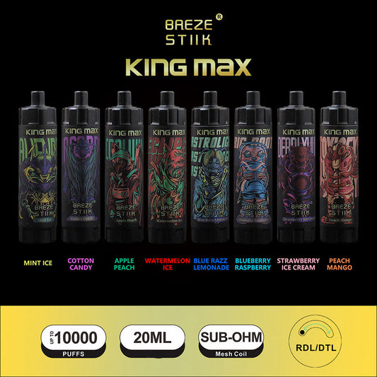 Breze Stiik Kingmax 10000 Puffs Disposable Vape β Mesh Coil, Adjustable Airflow