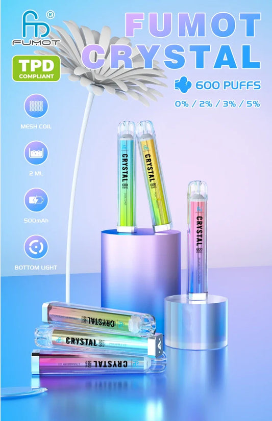 RandM Crystal 600 Puffs Disposable Vape - 2ml, 12 Flavors, Rechargeable