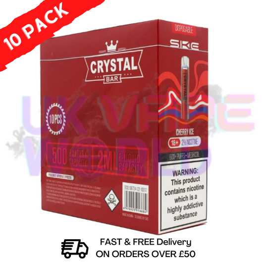 Cherry ice - Crystal Bar Puffs 600 SKE Box Of 10 - £26.99