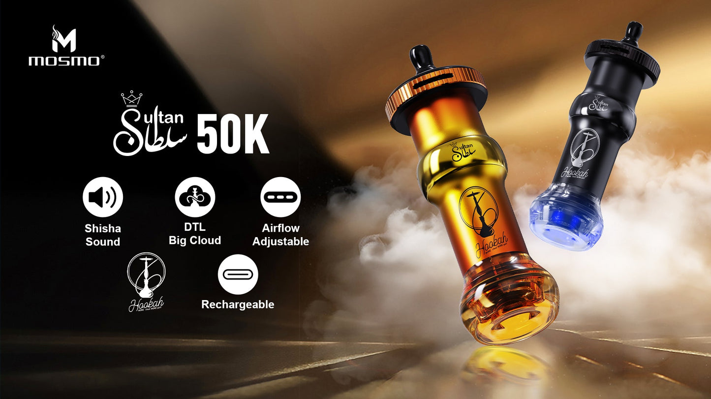 MOSMO Sultan 50000 Puffs Hookah Shape Disposable Vape Wholesale-800mAh Battery,Multiple Nicotine15 Flavors