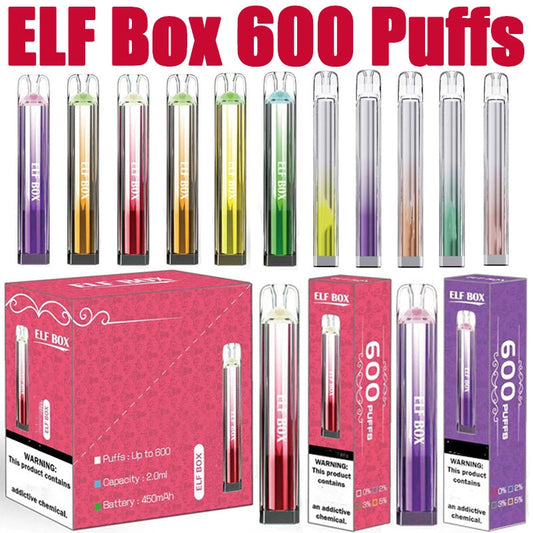 Elf Box 600 Puff Crystal Bar 600 Puffs 2ml E-Juice Mini Electronic Cigarette Vaper Disposable Vape
