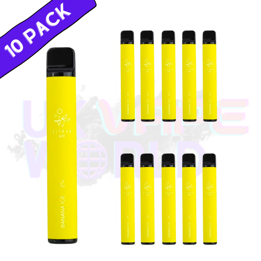 Elf Bar 600puff Banana Ice Box of 10 (2% Nicotine)550mah Battery capacity