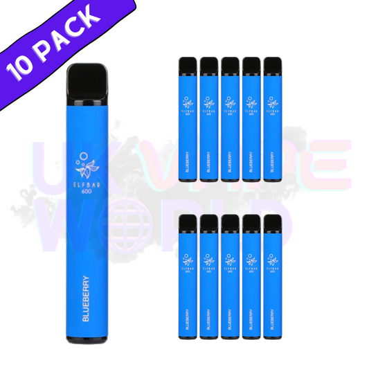 Elf Bar Blueberry 600 Puff Box of 10 (New) 2% Nicotine 550mah Battery capacity